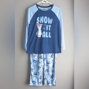 Briefly Stated Disney Frozen Movie Womens Pajamas Sz S Fleece Olaf Elsa Anna